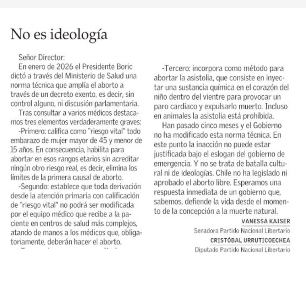 TERE_LAprofe73's tweet photo. ATENCION !!

QUE SE SEPA !

UD SABIA QUE EL GOBIERNO DE BORIC ANTES DE IRSE DICTO UNA NORMA QUE AMPLIA LOS LIMITES DEL ABORTO EN 3 CAUSALES ?

SABIA QUE INCORPORO LA ASISTOLIA COMO METODO PARA ABORTAR, QUE INCLUSO NO SE UTILIZA EN ANIMALES POR SU CRUELDAD ?

PERO RASGAN VESTIDURAS POR LOS LATIDOS !
HIPOCRITAS !

#EscuchaSusLatidos