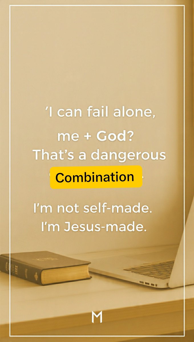 VirtuallyIdo's tweet photo. I can fail alone. 
But me + God? 
That’s a dangerous combination 😌

I’m not self-made. 
I’m Jesus-made.

#FaithAndWork #VirtuallyIdo https://t.co/NtRD0w3Ko2