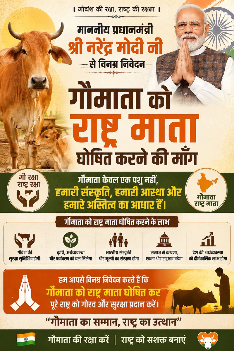 bhawsarnish's tweet photo. #गौमाता_राष्ट्रमाता माननीय @PMOIndia,

#गौ_सम्मान_आह्वान के अंतर्गत प्राप्त 15 करोड़ हस्ताक्षर करोड़ों भारतीयों की आस्था का प्रतीक हैं। कृपया जनभावना का सम्मान करते हुए गौ माता की सेवा, सुरक्षा एवं सम्मान हेतु सकारात्मक पहल करें।

#GauSamman #GauMata https://t.co/A8s61PSAG2