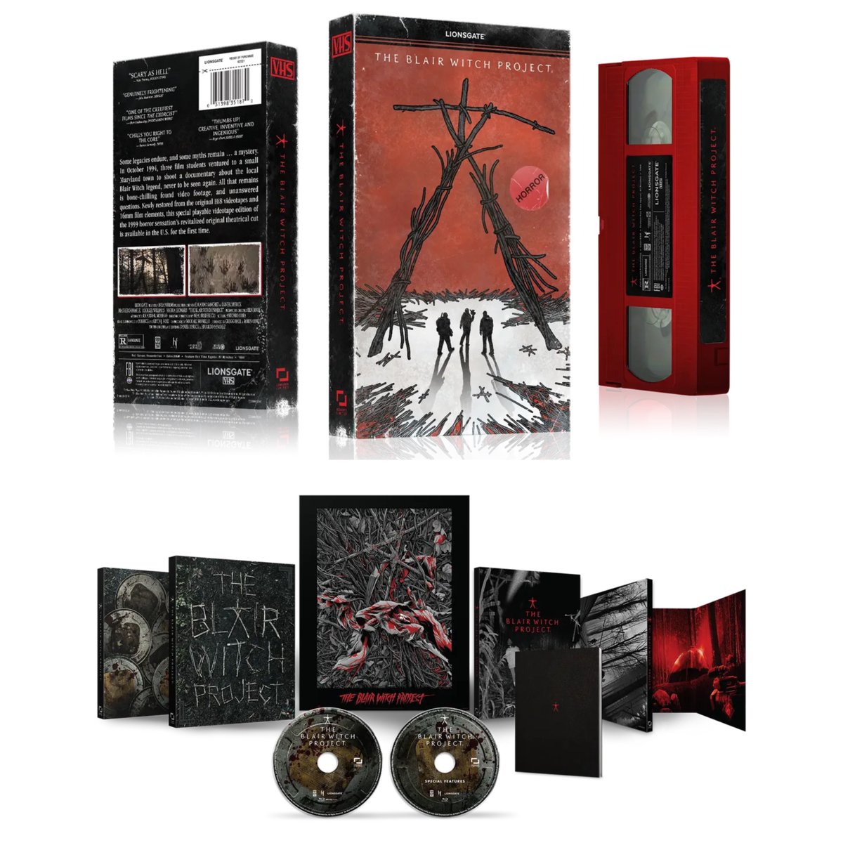 VHSDVDBLURAY4K's tweet photo. Coming to Blu-ray and VHS via Lionsgate on 10/13 

THE BLAIR WITCH PROJECT (1999) https://t.co/7QUTmTbOB3