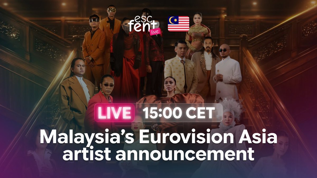 ESCFent's tweet photo. ESC FENT LIVE IS BACK BITCHESSSS!!!!1!
tune in on August 15 at 15:00 CET to witness Malaysia's Eurovision Asia 2026 artist be announced LIVE:
https://t.co/FAagu0yPwp
(👆 on the livestream waiting page, click on "Notify me" to let YouTube send you a reminder!) https://t.co/rf3MB9eCV9