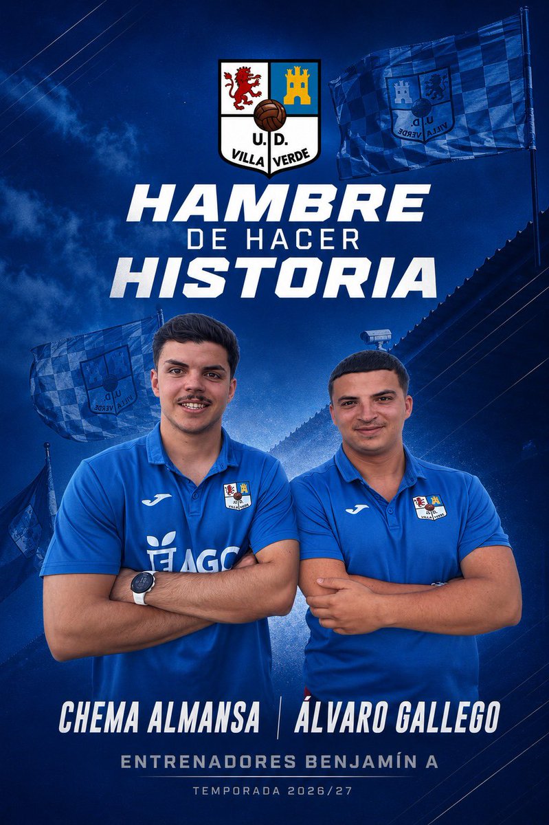 UD_Villaverde_'s tweet photo. 💙 ¡¡BENJAMIN “A” TEMPORADA 26-27!!

🙌🏻 Chema, Alvarito y Manu se harán cargo de formar y entrenar a nuestro equipo Benjamin en esta emocionante temporada.

#hambredehacerhistoria https://t.co/yx53dzAB1Y