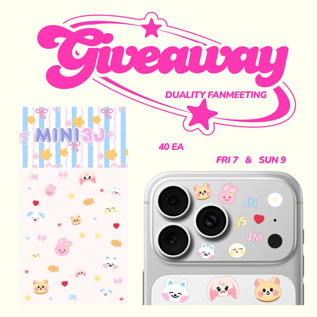 Popcorn_pks's tweet photo. [giveaway]
mini 3J sticker 💖🐶🐰🐹💖
40 ea
Fri 7 &amp; Sun 9

เจอก็ให้ ไม่เจอก็ไม่ได้ ตามสไตล์ลูกคุณหนูวิกม่วงๆ 😉✨

#NCTJNJM_FANMEETING_TOUR_in_BKK   #NCTJNJM_FANMEETING_TOUR_BANGKOK https://t.co/sKyGQbYHvQ