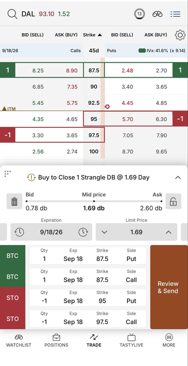 rc2553's tweet photo. @TraderMikeyB hey Mike I have a 87.5 straddle with 4.91 in credit after adjusting my strangle. I followed these steps trying to move the straddle up toward ATM, but can’t do so for credit. Also cant make it a strangle w/ an ITM put like you had suggested for a scratch https://t.co/Cc4g5kCxml