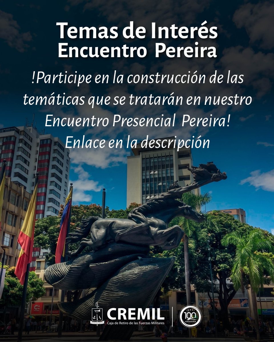 Cremil_Co's tweet photo. CREMIL invita a sus afiliados a participar en la encuesta previa al encuentro en Pereira, con el propósito de identificar los temas de interés.

🗓️ 14 de agosto
🕢  Desde las 7:30 a. m.
📍 Pereira Hotel Movich

Link formulario: https://t.co/eKVPHqY3Sf https://t.co/eOS01XWJ8J