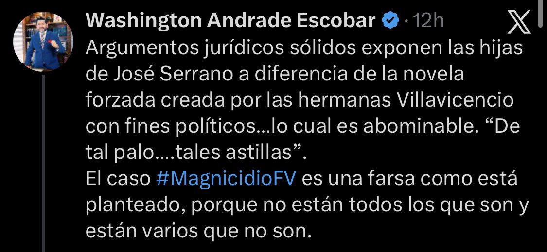 TheVerdugoEc's tweet photo. Con este mensaje, Washington Andrade, nos confirma que protege a capa y espada a José Serrano y a Xavier Jordan porque son sus financistas para su tonto proyecto de la REVOCATORIA DE MANDATO

Ya ni disimula este aboganarco, es un miserable https://t.co/IKRvTFHwMf