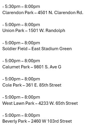 ChicagoOEMC's tweet photo. We are excited to join our public safety partners at @Chicago_Police to celebrate #NationalNightOut 2026!

Our OEMC team will be out at the below locations and we can't wait to see you there! https://t.co/5FVLbJ49XE