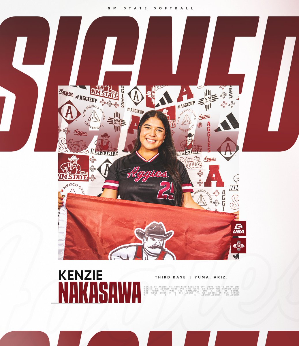 NMStateSoftball's tweet photo. Kenzie is an Aggie! ❤️🥎 
Welcome to the family

#AggieUp https://t.co/rg03lfKxA8