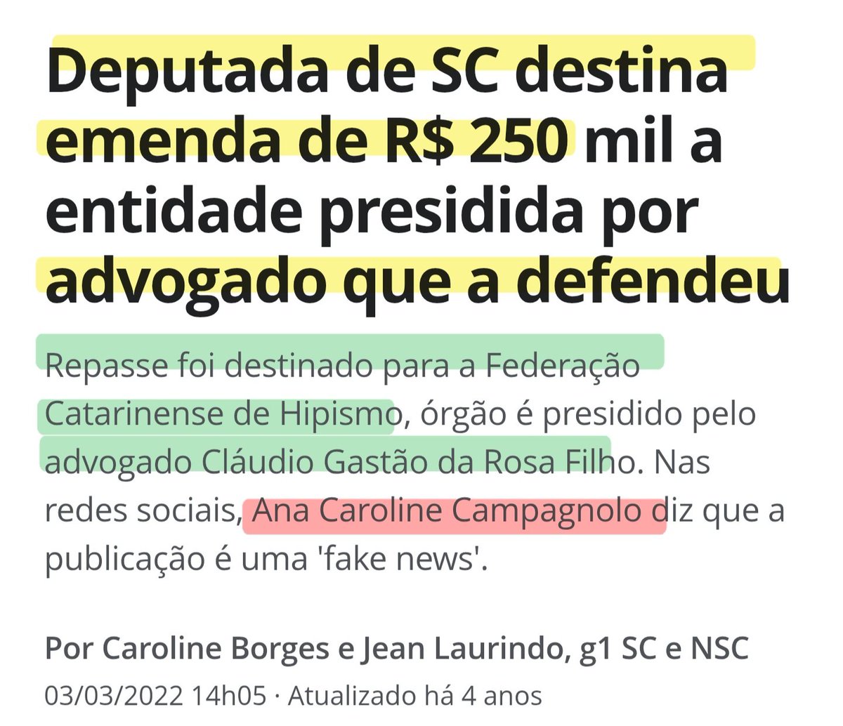 94tome14's tweet photo. A Campagnolo, mais conhecida como Joice Hasselmann de SC, gosta de processar cidadãos que questionam o porquê ela destinou uma emenda parlamentar para uma entidade presidida pelo seu ex-advogado. 
Aliás, ela moveu 4 processos contra uma cidadã comum pelo "crime" da mulher usar a liberdade de expressão para questioná-la. Ela perdeu TODOS os processos! 

Essa é a turma dos "princípios e valores"!