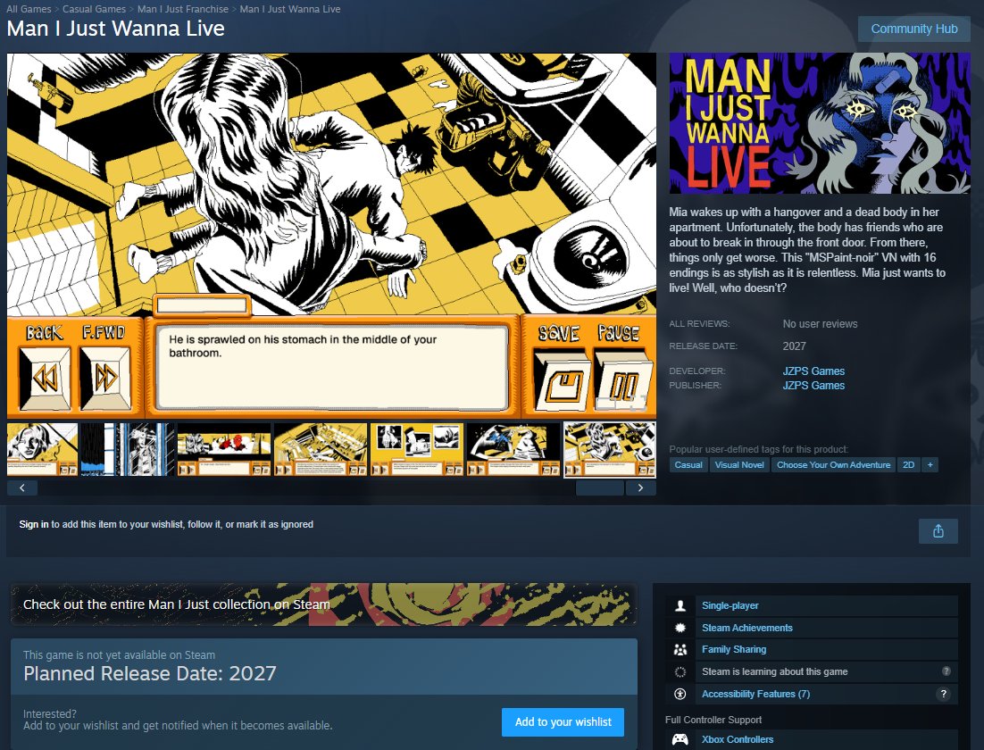lexajzps's tweet photo. Man I Just Wanna Live steam page is, well, LIVE https://t.co/5KXXiOCxA1