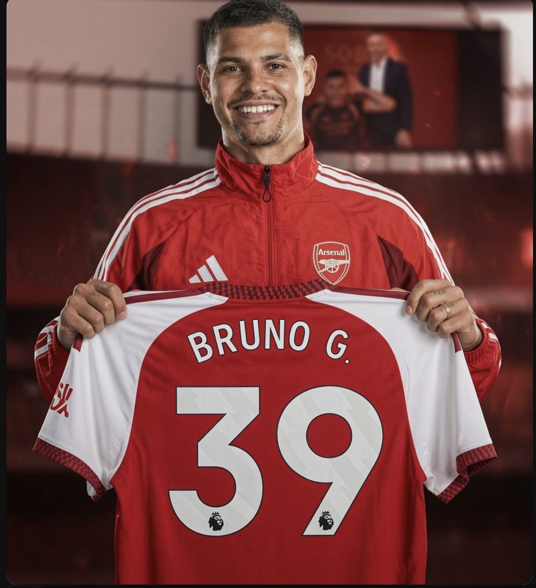 RajiAFC's tweet photo. 🚨 Arsenal nearing total agreement with Newcastle to sign Bruno Guimaraes!🇧🇷 

Desire among all parties to bring the situation to a close. Deal now on course for completion.

The 28 year old is awaiting Newcastle permission to undergo his medical and seal the switch.

Here we go Gooners! #AFC #NUFC 

Source: [@David_Ornstein]