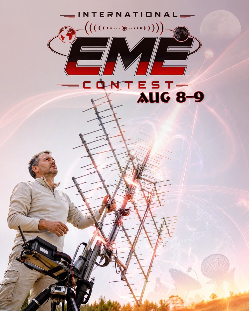 QSODates's tweet photo. ๐๐ก ARRL International EME Contest โ Aug 8-9. 2.3 GHz and up. Bounce it off the Moon and see who's listening. Good luck to all stations! #HamRadio #EME #Moonbounce #ARRL https://t.co/d0aY46S5am