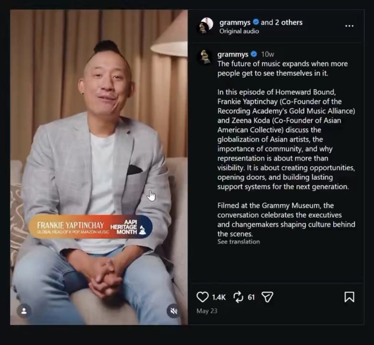 ameviil's tweet photo. frankie yaptinchay, amazon music's global head and one of the pioneers of grammy's controversial best asian pop category, deactivated his instagram account. https://t.co/ksXha3w7JR