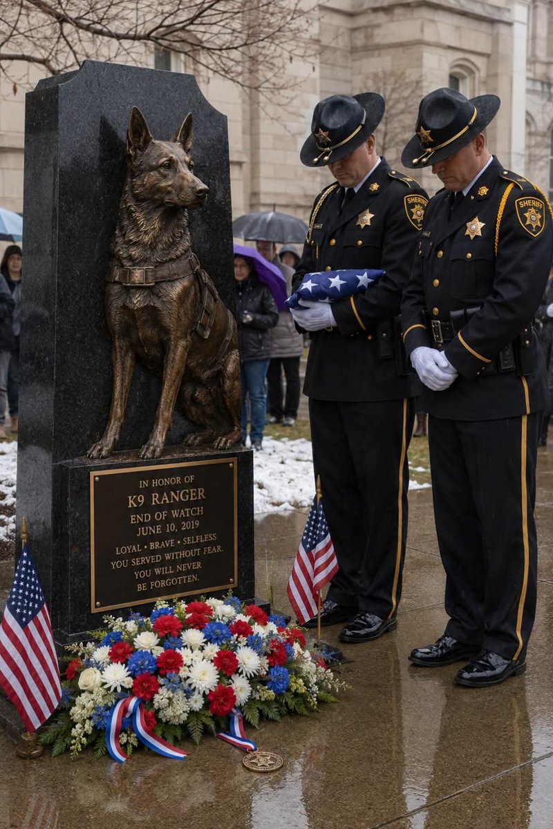 Viralvid_89's tweet photo. He was never trained to give his life.

He chose to. ❤️🐾

Ranger was once an unwanted rescue dog scarred, frightened, and overlooked by almost everyone.

Deputy Michael Hayes saw something different. He gave Ranger a second chance, never imagining the rescued Doberman would one day become his K9 partner.

Then, during a standoff with an armed fugitive, Ranger charged without hesitation.

The bullets meant for the deputies hit him instead.

Even after being shot, he held on just long enough for officers to disarm the suspect and save three lives.

Ranger didn't make it home.

Months later, he became the first Doberman to receive Idaho's Medal of Valor.

At the ceremony, Hayes clipped the medal onto Ranger's old leather leash, looked through tears, and whispered:

"You can rest now, partner."

Sometimes the ones the world gives up on become the ones who give everything back. 💙
