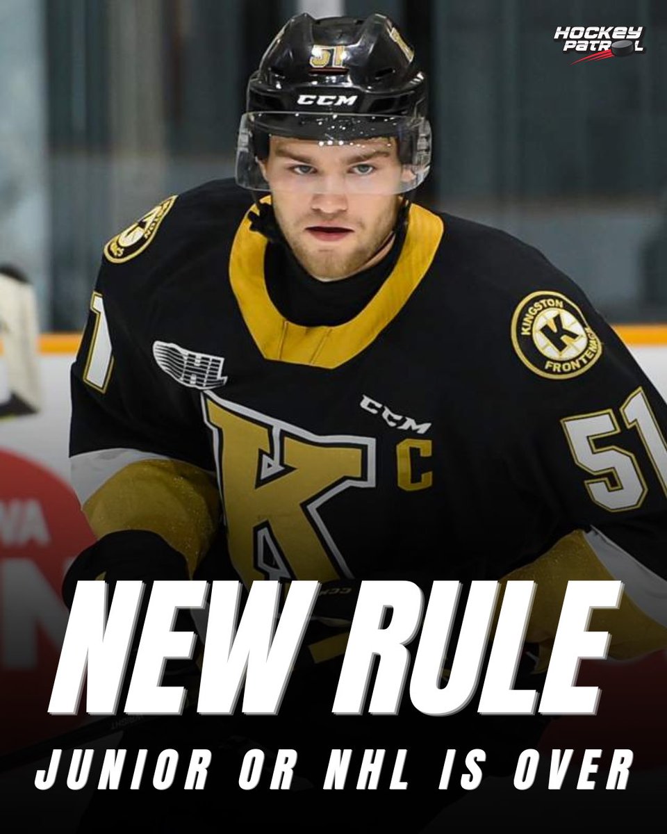 HockeyPatrol's tweet photo. One of hockey’s oldest development restrictions is changing.

For years, a 19-year-old drafted from the CHL who was not ready for the NHL usually had to return to junior—even if he had already outgrown that level. The AHL was generally not available as the middle step.

Beginning in 2026-27, eligible 19-year-old CHL prospects can be assigned to the AHL, allowing NHL organizations to move select top prospects into professional hockey sooner. Eighteen-year-olds remain ineligible. 

The rule could prevent talented teenagers from being rushed into the NHL simply because returning to junior is their only alternative.

But it could also pull star players away from CHL teams earlier, removing major attractions from junior markets across Canada.

The NHL finally created a middle ground for elite prospects. The CHL may be the league paying the price.