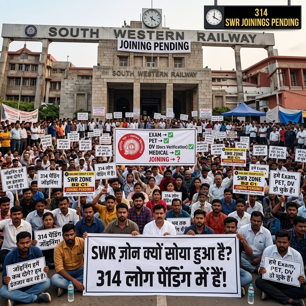 Maxmeena0008's tweet photo. 2019 Railway Group D (SWR Zone) के अभ्यर्थियों का इंतज़ार आखिर कब खत्म होगा? 
Joining अभी तक Pending है और उम्मीदवार जवाब का इंतज़ार कर रहे हैं।
उम्मीद है जल्द स्पष्ट अपडेट मिलेगा।
@narendramodi
@AshwiniVaishnaw
@VSOMANNA_BJP
@RailMinIndia 
#RRC_GROUPD_2019_Joining_Pending https://t.co/GgaQm0UuDG
