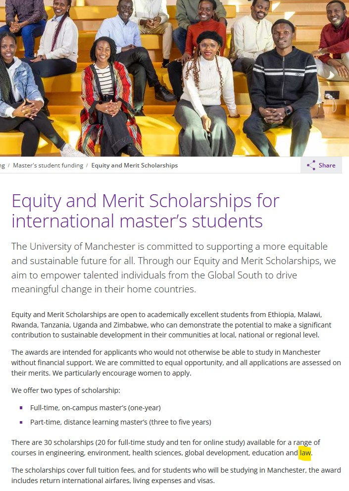 Lawyerin4Africa's tweet photo. University of Manchester Equity and Merit Scholarships for International Master's Students
Deadline: Aug 31
https://t.co/LvFQmVJ7hr https://t.co/srzlRbBGch