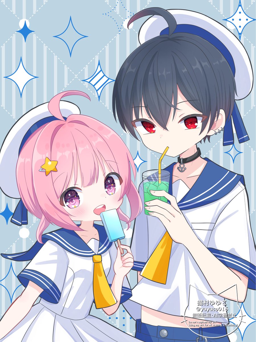 yuyuco015's tweet photo. マリンルックなありすちゃんと時兎くん🐇 https://t.co/UxJk1BQkOB