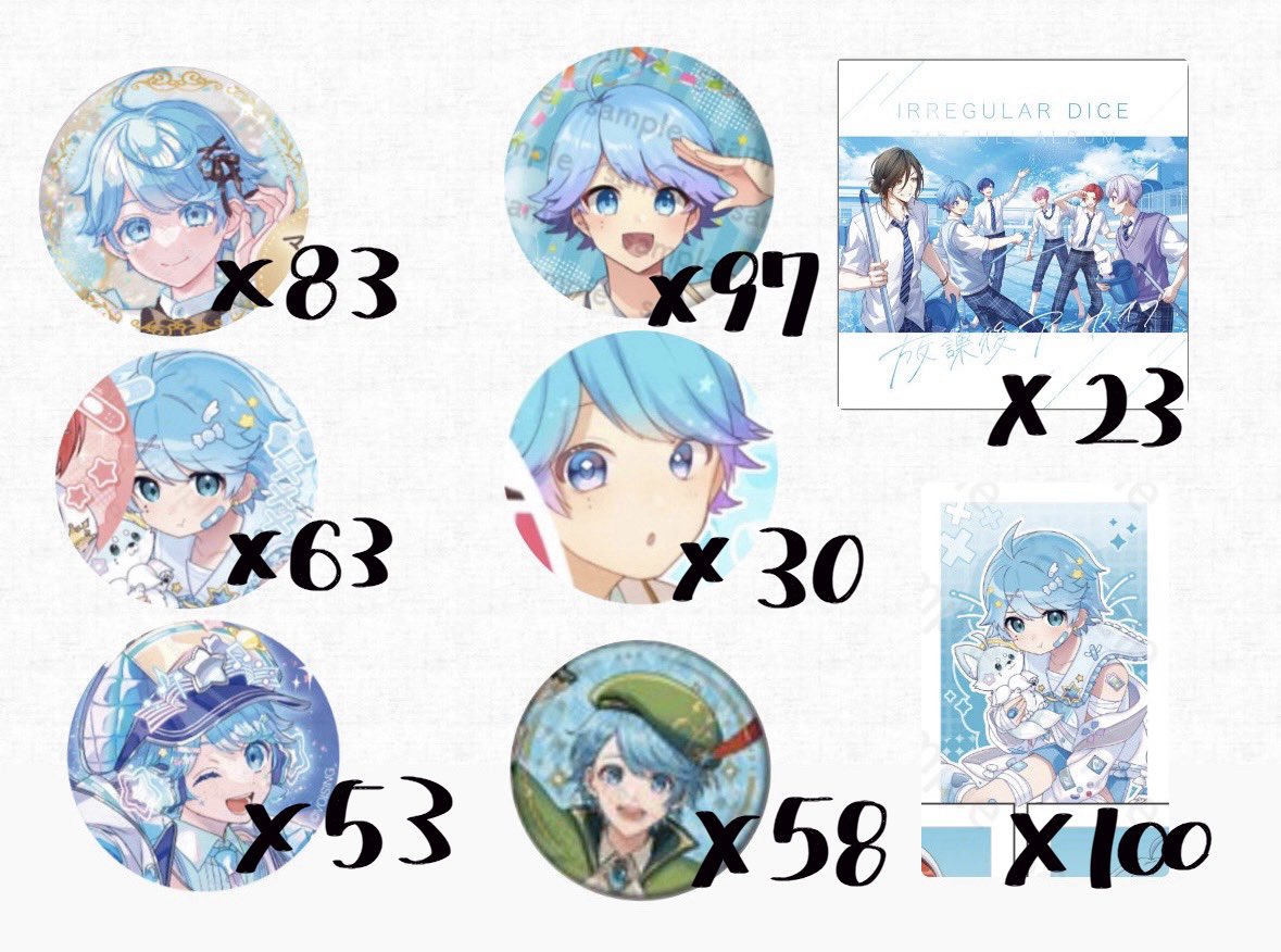soaaa_86's tweet photo. 〖いれいすグッズ買取/交換〗
求 ￤買取>>💎ｻﾏ恋リバ 缶バ、チェキ
譲 ￤ 画像のもの、リプあり

郵送、愛知、大阪公演手渡し
買取方法 pay×2、現金書留、手渡し

希望金額、個数とともにリプお願いします

 #いれいすグッズ買取 
 #いれいすグッズ交換 https://t.co/gEsGbPvPWk