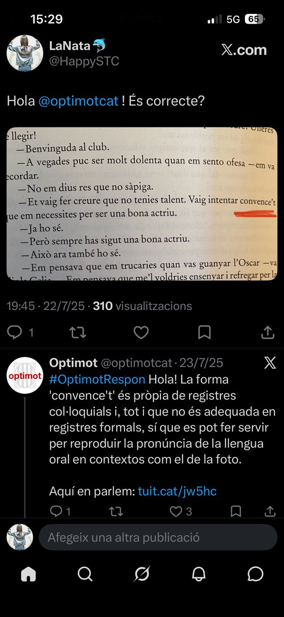 HappySTC's tweet photo. @optimotcat Moltes gràcies per la resposta! Veig que tots els dubtes que us he preguntat sempre valen en registres informals😂 .Potser és que soc molt estirada😂😂. https://t.co/fUiY03WDqP