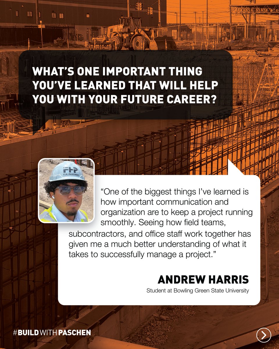 fhpaschen's tweet photo. Meet Andrew Harris, this week’s Intern Spotlight!

Andrew is a Construction Management student at Bowling Green State University working on the GLWA project in Detroit and gaining hands-on industry experience with F.H. Paschen this summer.

#BuildWithPaschen #PursueWithPaschen https://t.co/XiKmR3rMrD