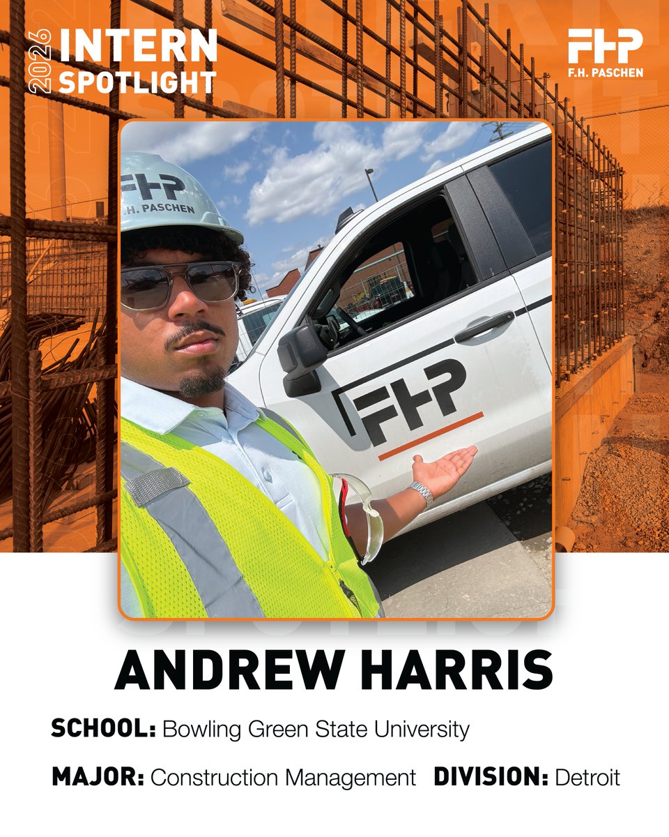 fhpaschen's tweet photo. Meet Andrew Harris, this week’s Intern Spotlight!

Andrew is a Construction Management student at Bowling Green State University working on the GLWA project in Detroit and gaining hands-on industry experience with F.H. Paschen this summer.

#BuildWithPaschen #PursueWithPaschen https://t.co/XiKmR3rMrD