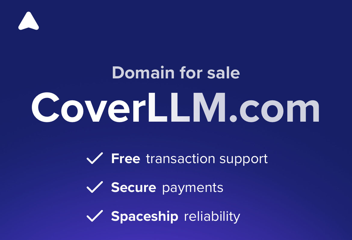 DomainNamespot's tweet photo. https://t.co/GdDN4eI0hT
Domain for sale via @spaceship
#CoverLLM #LLM #LLMs #TheLLMs #coverAi #NewLLM #DomainName @DomainNamespot https://t.co/qlJJQ6OGmW
