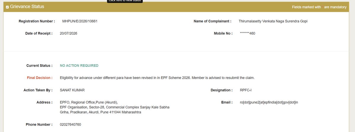 surendra230396's tweet photo. @officialepfo
@OfficeOf_MM
@PMOIndia @Dev_Fadnavis @narendramodi @RoEpfo 
I applied for pf advance on 10th July still its under process. pls approve my claim asap.  
UAN number:101317499638 
TRACKING ID : 10131749963806501 and 10131749963805551
PG GREIVANCE: MOLBR/E/2026/0167322 https://t.co/oxf47aXRHQ