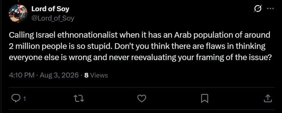 bleakrealityRI's tweet photo. @Lord_of_Soy @DiscipleofDman @SimplySubstance Dumb ape that thinks a state isn't ethnonationalist if it has a minority population thinks a political candidate saying they want to abolish prisons at one point is worse than saying they'll keep supporting Israel's child murder. https://t.co/aS3go0KJyH