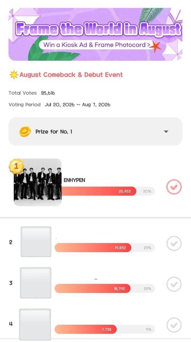 ENHYPENVTID's tweet photo. [AUGUST COMEBACK &amp; DEBUT EVENT] CHOEAEDOL 

Jangan lupa vote ENHYPEN hari ini, ENGENEs 🙌🏻

📅 Selesai: 7 Agustus, 2026 
🗳️: vote sekali sehari + tambahan 1 vote saat menonton iklan
🔗: https://t.co/M3m6k9l9gS

#엔하이픈 #ENHYPEN https://t.co/79GK8IlG0o