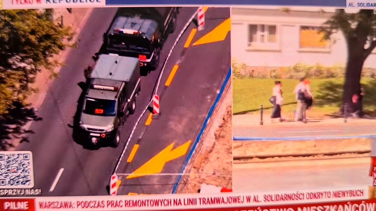InVeritate_2023's tweet photo. Przegoniono kamerę @tv_republika  i media z miejsca wydobywania bomby o dlugości około 50 - 80 cm. Ale przechodniów nie usunięto! Bezmyślność policji nie zna granic. Jak na dłoni widać, że prawdopodobnie nikomu nie zależało na bezpieczeństwie mieszkańców lecz na ukryciu bezsilności władz przed opinią publiczną. Jrszcze o godzinie  przechodnie przechodzili obok ładunku pomimo taśmy policyjnej. Taśmę tę rozciągnięto na przeciwną stronę ulicy dopiero po prawie 6 godzinach od chwili znalezienia ładunku. Taśma rozciągnięta przez policję pod koniec poniższego wideo nie przeszkodziła turystom i mieszkańcom, którzy i tak wchodzili do wewnątrz strefy nienagabywani przez policję. Jedynymi niepożądanymi nadal byli dziennikarze @tv_republika 

Żenujacy, kompromitujacy popis (nie)zabezpieczania niewybuchu i niechronienia warszawiaków i samego miasta przed chwilą dało... No właśnie kto. Miasto? Wojsko tylko lub aż było narzędziem do wydobycia ładunku. 

Zero informacji w mediach, zero ostrzeżenia dla mieszkańców Warszawy. Jak długo jeszcze prezydent Warszawy #Trzaskowski będzie chwalił się kolejnymi drzewkami, a zaniedbywał bezpieczeństwo stolicy?

Ładunek z czasów 2 Wojny Światowej o możliwej mocy 8 kg trotylu bez żadnych zabezpieczeń, bez zamknięia ulic, bez asysty policji i innych służb odjechał z miejsca zdarzenia. Co stałoby się, gdyby w wóz transportujący bombę uderzył wóz strażacki jadący z pełną prędkością? Jak wydobywano pocisk? Przykładowo, gdy w warszawskim metrze ktoś zostawi torbę, plecak, przyjeżdża robot, a metro przestaje kursować. Na stację nie prześlizgnie się nikt.

Jak było dzisiaj? Transmisja na żywo w kanale tv republika na youtube, wystarczy cofnąć. Nagranie z godziny .

#warszawa #niewybuch #bomba #utrudnienia #trzaskowski #rcb