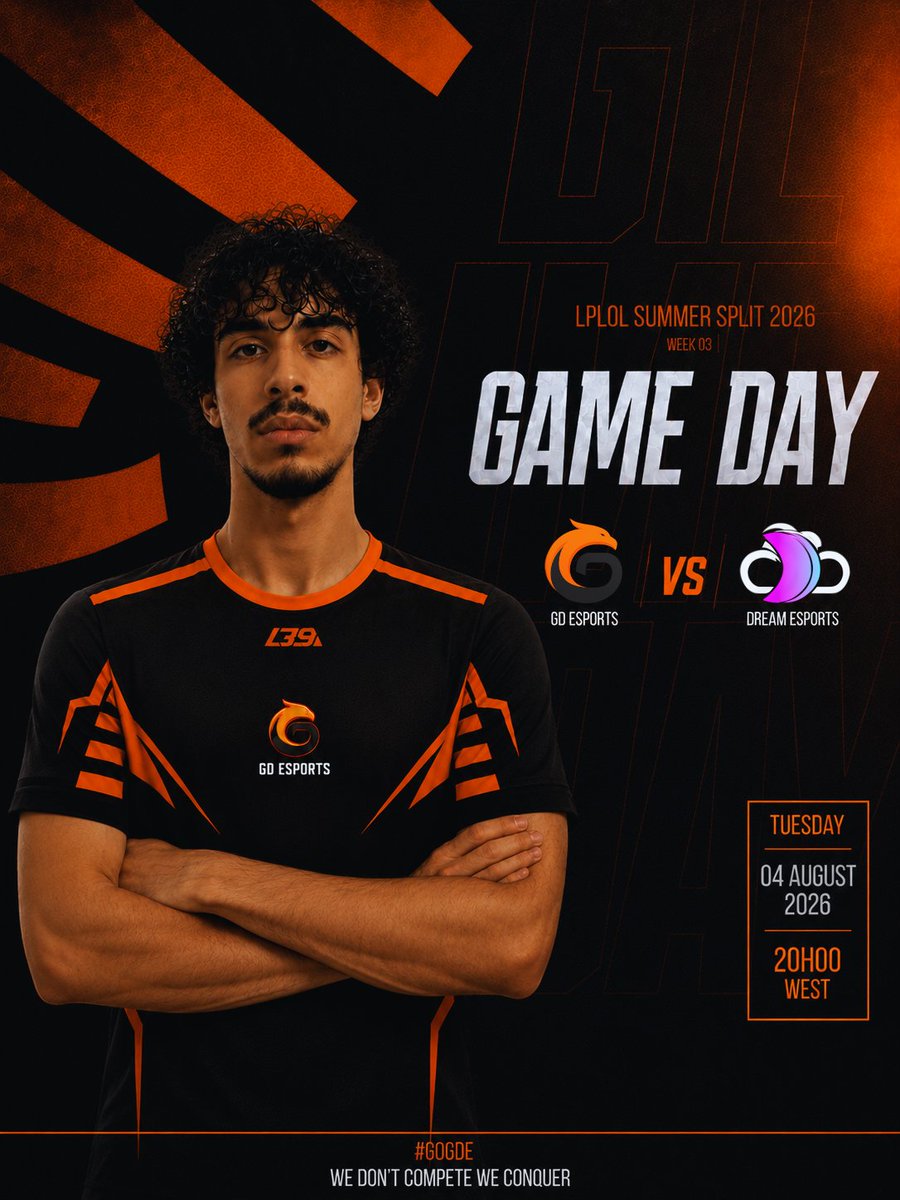 GDESPORTS25's tweet photo. ⚔️ GAME DAY ⚔️

It's time to defend our colors once again.

Today we face Dream Esports in another crucial match, and we're ready to give everything on the Rift.

🆚@DreamEsportz  
🕗 20:00 WEST
📺 Live on: https://t.co/eLcAnokMIf
Every game matters. Every fight counts.

Let's show them what we're made of. 🔥

#GOGDE #GDESPORTS #LeagueOfLegends #LPLOL #GameDay