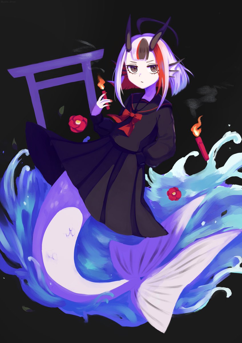 kanata_shiroya's tweet photo. 唐突に自創作の魚人たちを放流します!

①椿…人魚
元は神社の池に捨てられた金魚
蝋燭には不思議な力がある
駄菓子が好き

②リコリス(右)…セイレーン
悪魔(左)の家で暮らしている
無邪気で凶暴
人魚の肉が好き

③メダ…半魚人
悪の組織で働かされている
面倒くさがりだが実は面倒見がいい https://t.co/OBchubAIld