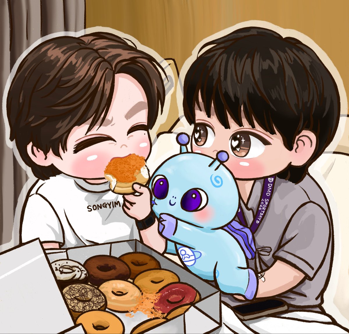 ssongyim's tweet photo. 앨리너는 ”나도 한 입만~~~!!!!
”아무것도 안들려~“ 맛있게 도넛 먹는 임 아빠
이 모습을 가만히 바라보는 튜터 아빠

(이 가족을 흐믓하게 바라보는 나....🫠🫠💕
#Mynameis_Yim #Tutorkrp
#TutorYim
#AlinorTTY
#TutorYimfanart https://t.co/AGYPpAUdfv