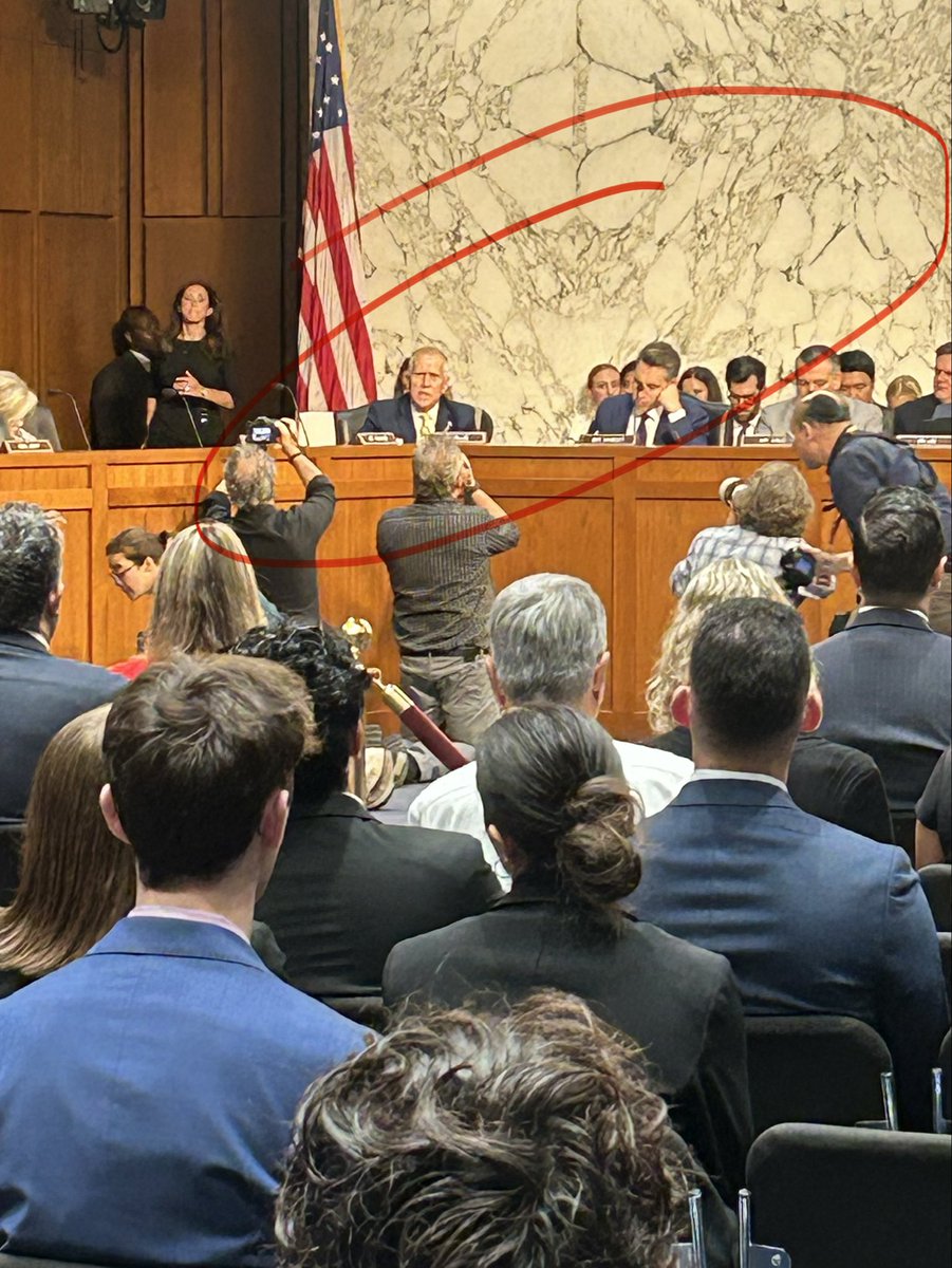 C__Herridge's tweet photo. MARK UP SENATE JUDICIARY @DAGTodd  NOMINATION

@ThomTillis said both republicans and democrats have a weaponization problem.  

Addressing committee democrats, Tillis said they are not standing on "some moral high ground."  

NOTE: @SenAdamSchiff is sitting far right of the panel.

Tillis pointed to "weaponization" under the Biden, Obama administrations, CROSSFIRE HURRICANE, the IRS targeting of conservative groups by Lois Lerner.  

"Nobody is clean here"

Tillis and @JohnCornyn were holdouts on Blanche nomination until impasse over the anti-weaponization fund and IRS settlement was resolved by written assurances.