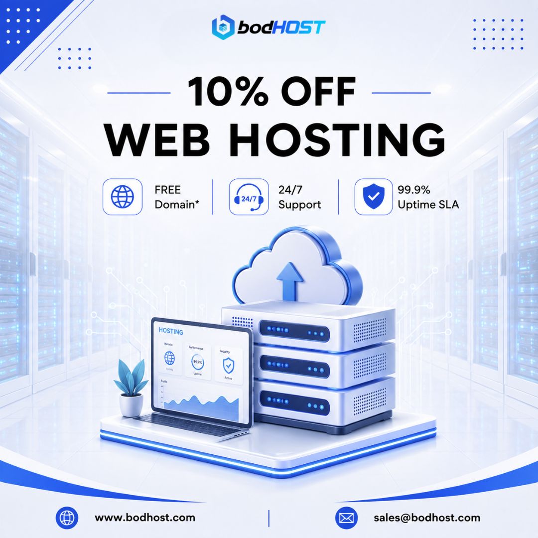bodHOST's tweet photo. Start smarter with bodHOST Web Hosting. Save 10%, experience reliable SSD hosting, claim your Free Domain*, and grow with expert support.
Start today: https://t.co/Rq490YYzf0
#WebHosting #BusinessHosting #bodHOST #SSDHosting https://t.co/JpDjy0JVKB