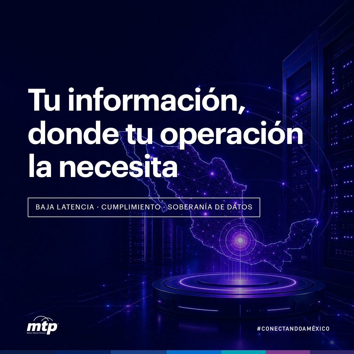 mtpsites's tweet photo. La transformación digital también implica decidir dónde reside la información de tu organización. Alojar la infraestructura en México reduce la latencia y fortalece
la soberanía de los datos. EN MTP contamos con Centros de Datos carrier neutral y disponibilidad inmediata. https://t.co/kghGXE0SFZ