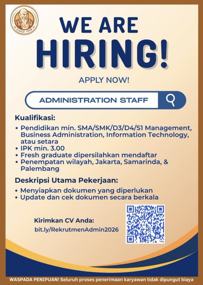 magnecareer's tweet photo. #LokerPam - Orang Tua Group - Administration Staff https://t.co/HWcRDqSTOm