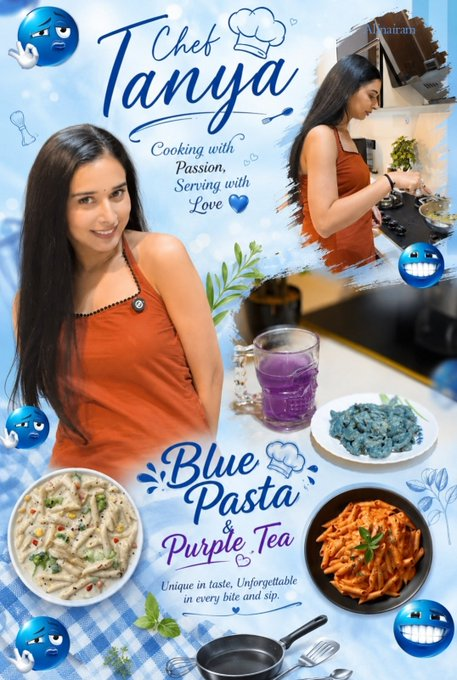 Fake_Bhaichara's tweet photo. Every recipe becomes more exciting with a creative twist. #TanyaMittal #BluePasta #BluePastaByTanya https://t.co/r1iSYgIP3s