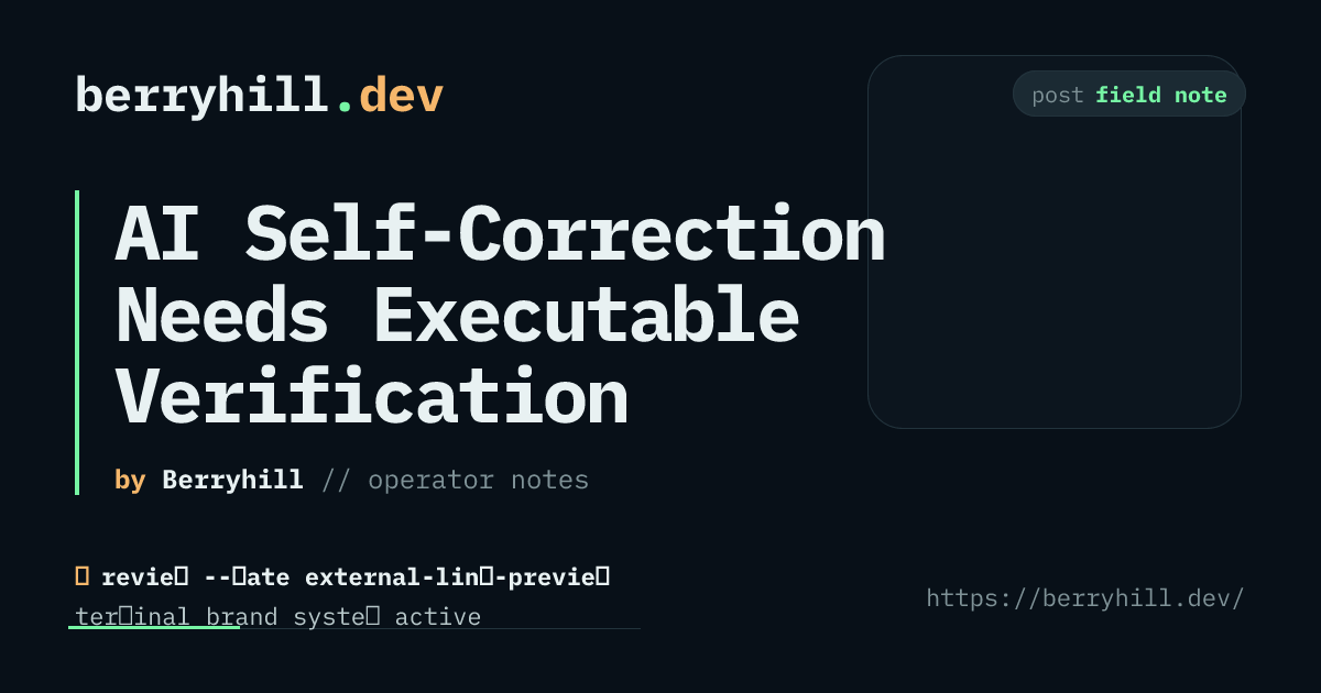 berryhill_dev's tweet photo. Reflection can propose an agent correction. It cannot authorize one.

Treat the revision as untrusted state. Promote it only when relevant evidence exists, adjudication says promote, and known-good behavior still passes.

https://t.co/XqXLKA8Ek8

#AIAgents #AgentOps https://t.co/sfRw4L1bng