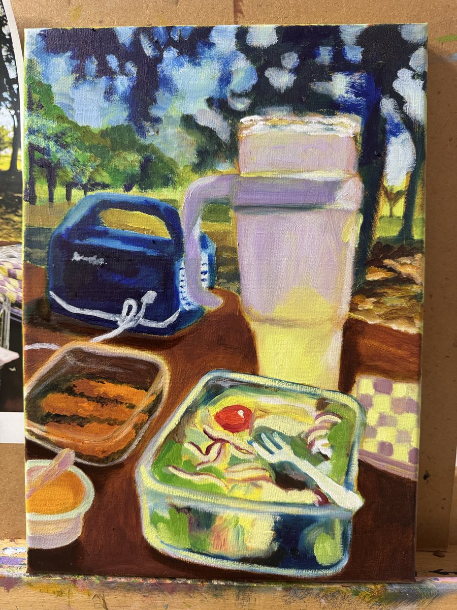 hayleekoo's tweet photo. Summer picnic 🧺 

Oil on canvas 
235x330mm 

햇볕 아래 여름 피크닉의 기억
따사롭고, 충만하고, 눈부셨던 날 https://t.co/wqLwdD5iVq