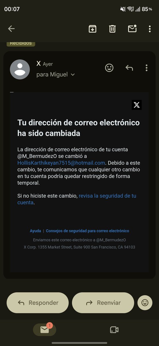 MABermudezO's tweet photo. Lamentable que @X sea tan vulnerable, me hackearon mi cuenta @M_BermudezO, no encuentro la forma de recuperarala, para hacerlo me solicita una autenticacion de dos factores y tener eso cuesta, sólo recibí un correo indicándome que mi correo había cambiado, así de fácil las tumban https://t.co/o0peXyL1ZH