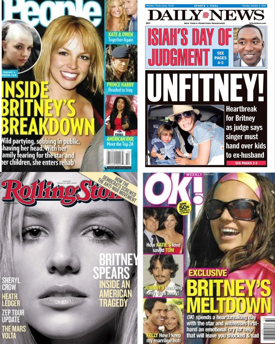 britneyscrave's tweet photo. Britney Spears was a 25 year old woman dealing with a hate train so bad, it cost her freedom for 13 years.
Imagine having the entire world questioning your sanity, parenting, life & career choices all while being stalked by hundreds of paparazzi every single day. The reason for these paparazzi laws today is BECAUSE of Britney.
She was made fun of by talk show hosts, tabloids & even other celebrities. She was dealing with a public divorce & postpartum depression who was turned into a punching bag for money & clicks! Some of you even bully her to this day & you think there’s others who had it worse?
