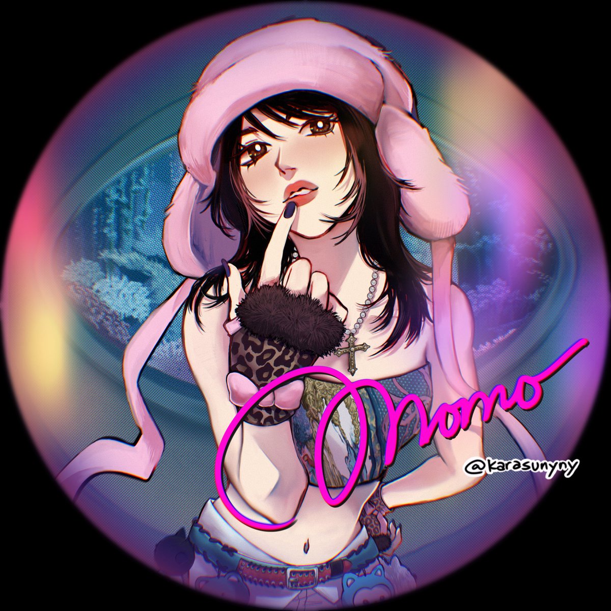 Karasunyny's tweet photo. Rushed this before the deadline🥹🫣. This was so fun to do, also had Kitty on repeat the whole time I drew this 😻

#twicemomo 
#twicefanart
#momoart https://t.co/y6dzmkv1kp