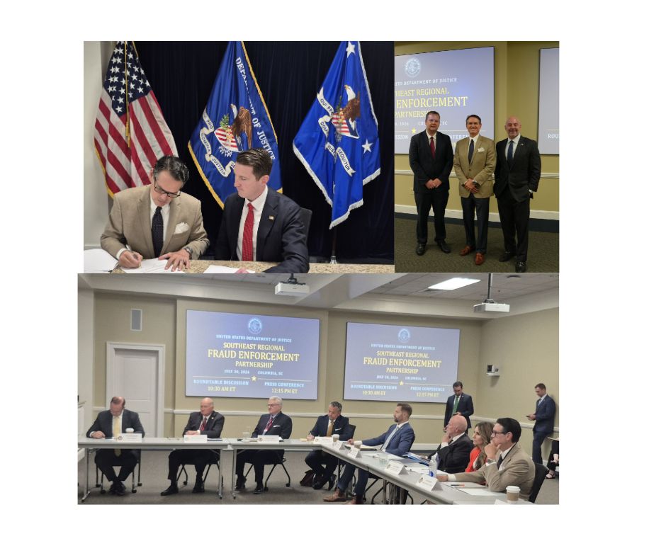 FLSecofState's tweet photo. To protect taxpayer dollars from being used by fraudsters, Secretary of State @CordByrd signed a data-sharing agreement with the Department of Justice and Assistant Attorney General Colin M. McDonald allowing streamlined access to publicly available business data. Secretary Byrd was also part of a multi-state roundtable, along with Florida’s Chief Financial Officer Blaise Ingoglia (@GovGoneWild) and Florida’s Statewide Prosecutor Brad McVay, focused on ways to combat fraud. 
“Florida leads the nation in business formations with 3,000 new businesses registered daily. Our volume means we are a target for criminal activity, so I appreciate @DOJFraudDiv helping states tackle this issue,” Secretary of State Cord Byrd.