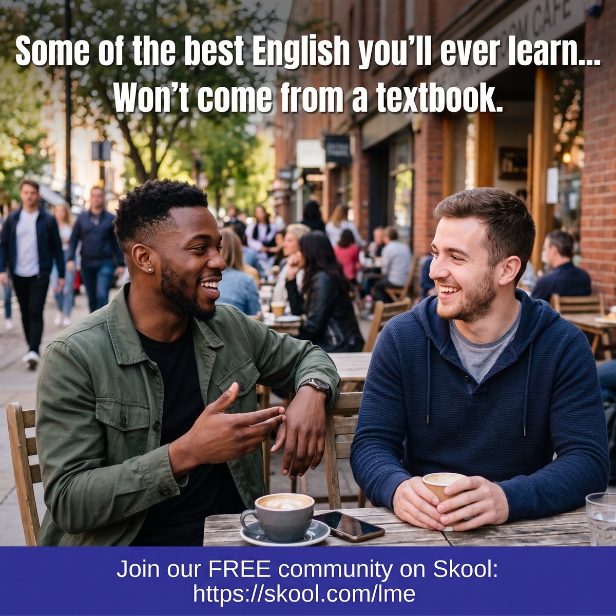 coachshane's tweet photo. Some of the best English you'll ever learn...

Won't come from a textbook.

It'll come from a conversation.

A question.

A funny mistake.

A story someone shares.

That's how language becomes real.

Not when you memorize it...

But when you experience it.

So don't just study English.

Live it.

Use it.

Enjoy it.

👉 Join our FREE Skool community and experience real English every day:
https://t.co/RD8g6rGJNa

Together, LET'S MASTER ENGLISH!