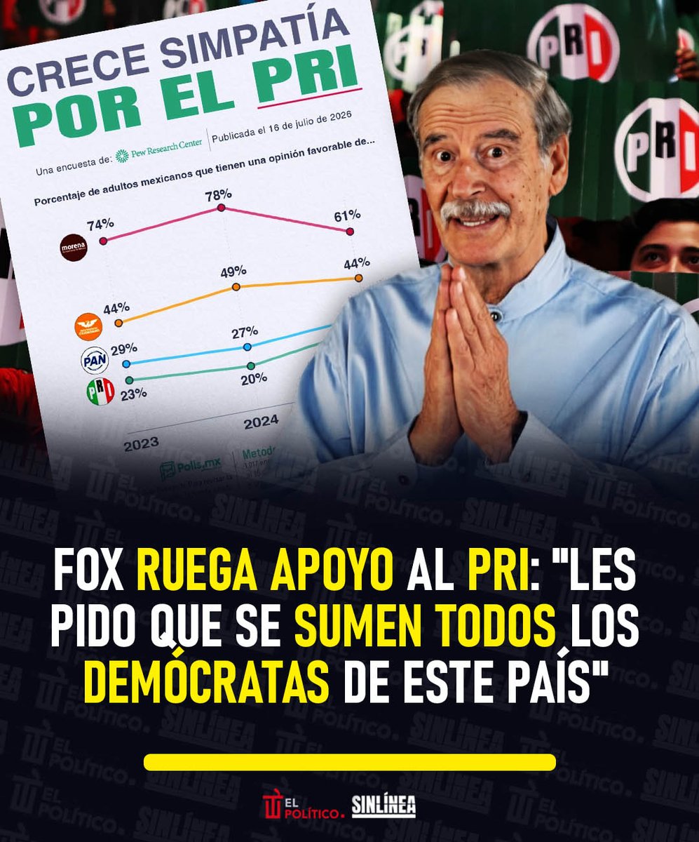 SinLinea_Mx's tweet photo. ¡Ya ni la burla perdona! 🙄

🔴 #Fox (@VicenteFoxQue) anda tan desesperado que ya hasta comparte encuestas 🦆 a favor del #PRI y pide apoyo incondicional 🤡 | ¿Cómo lo ves? 🤮 https://t.co/SW03EXACW5