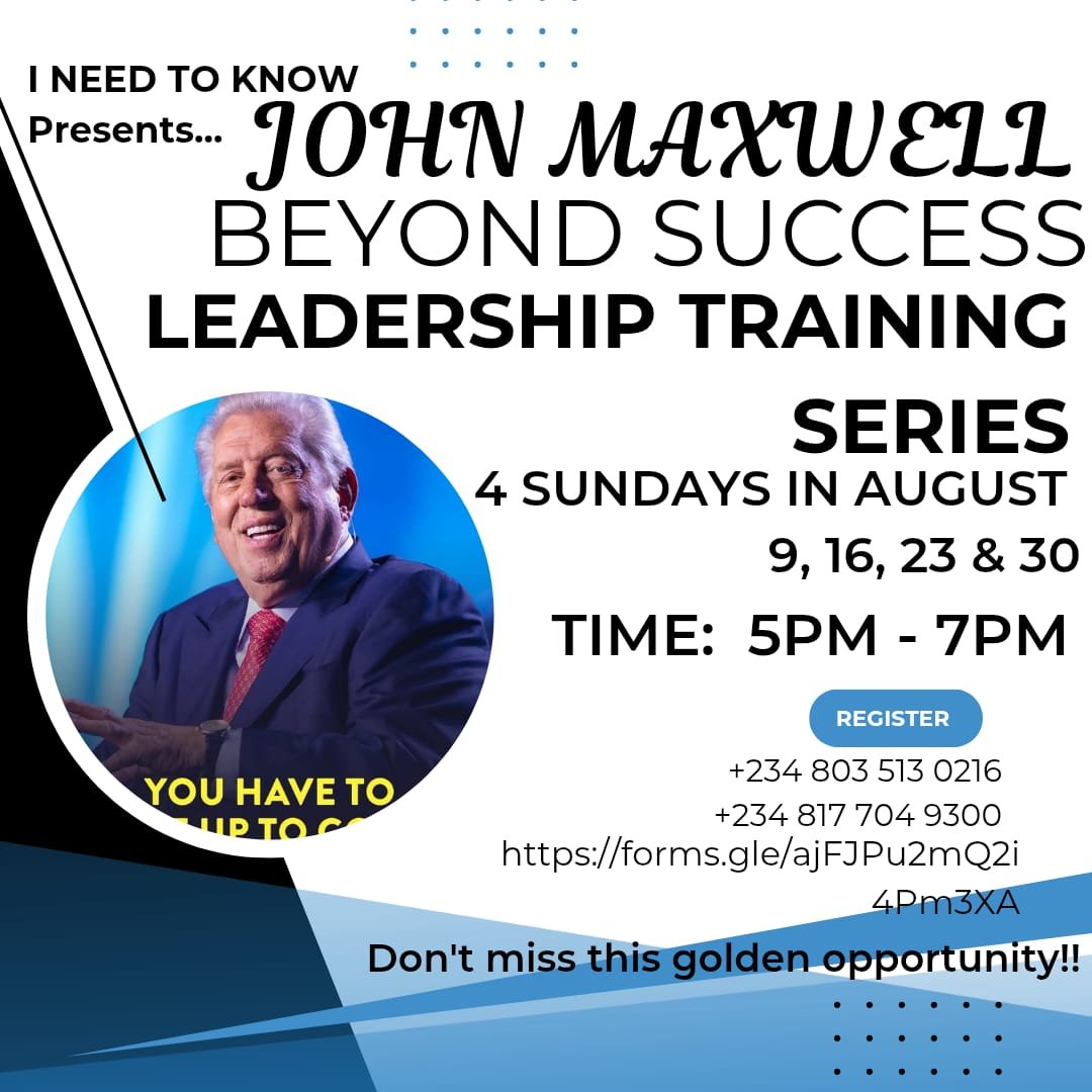 OPastork68's tweet photo. Participants with 100% attendance across all sessions will receive a Certificate of Participation signed by John C. Maxwell.

For Registration: https://t.co/jGhmkcdCuV

Training session: 
https://t.co/D21GJdhULI

Enquiries: 
+234 817 704 9300
+234 803 513 0216 https://t.co/Oz84SE9Ufs