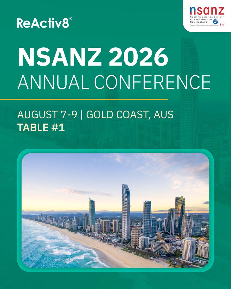 MainstayMedical's tweet photo. Team #ReActiv8 is heading to the Gold Coast for the #NSANZ2026 Annual Conference.
Join us August 7–9 at Table #1 to learn more about #restorativeneurostimulation for patients with mechanical #CLBP associated with multifidus muscle dysfunction.
See you on the Gold Coast! https://t.co/Lcx09t4y9M