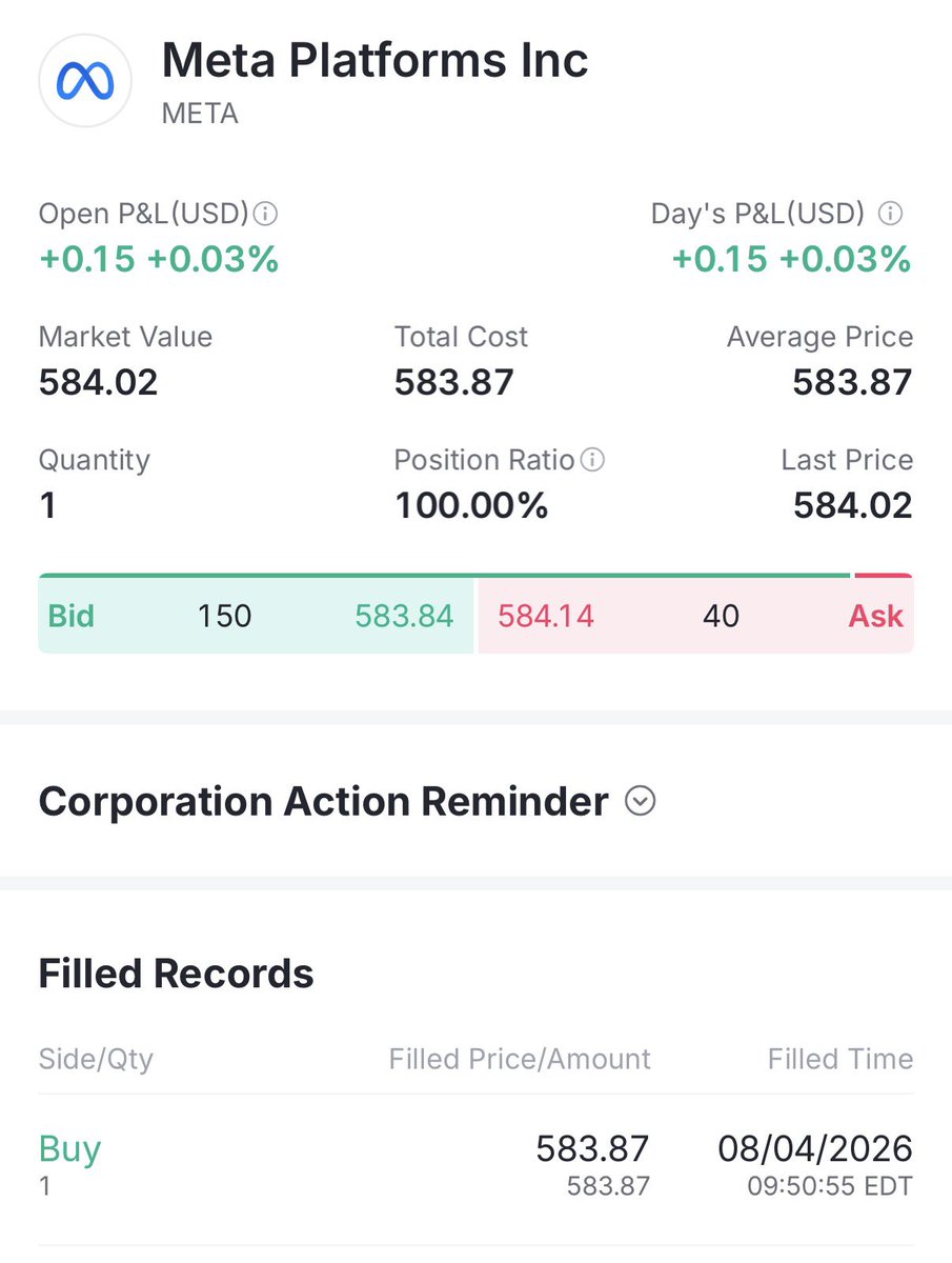 PsychMikeStocks's tweet photo. 10k —> 20k Paper Trade Challenge

Buy: $META @ $583.87 (LT) https://t.co/1dT1UlcVZ5